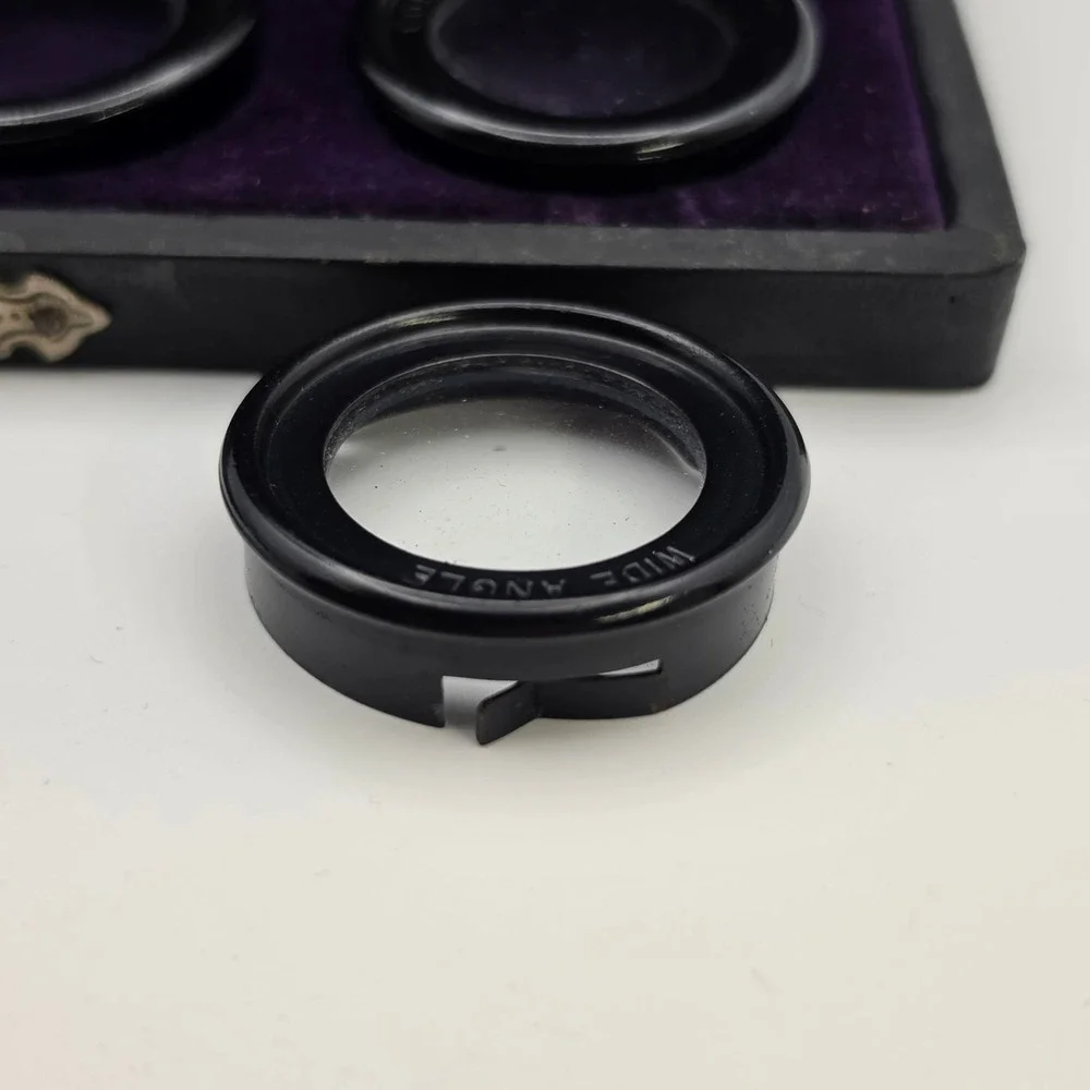 Burke & James Vintage Camera Lens Filter Set Wide Angle Portrait Duplicator Case